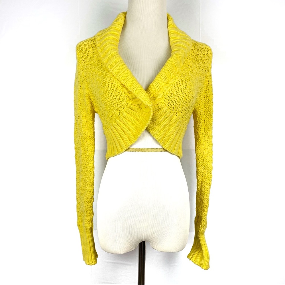 WetSeal Yellow Cropped Knit Shrug Cardigan